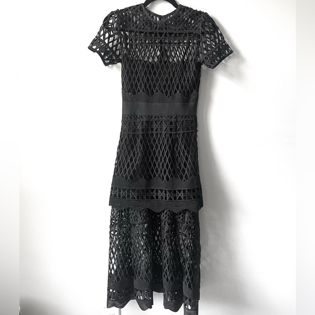 Self-Portrait Tiered Lace Midi Dress